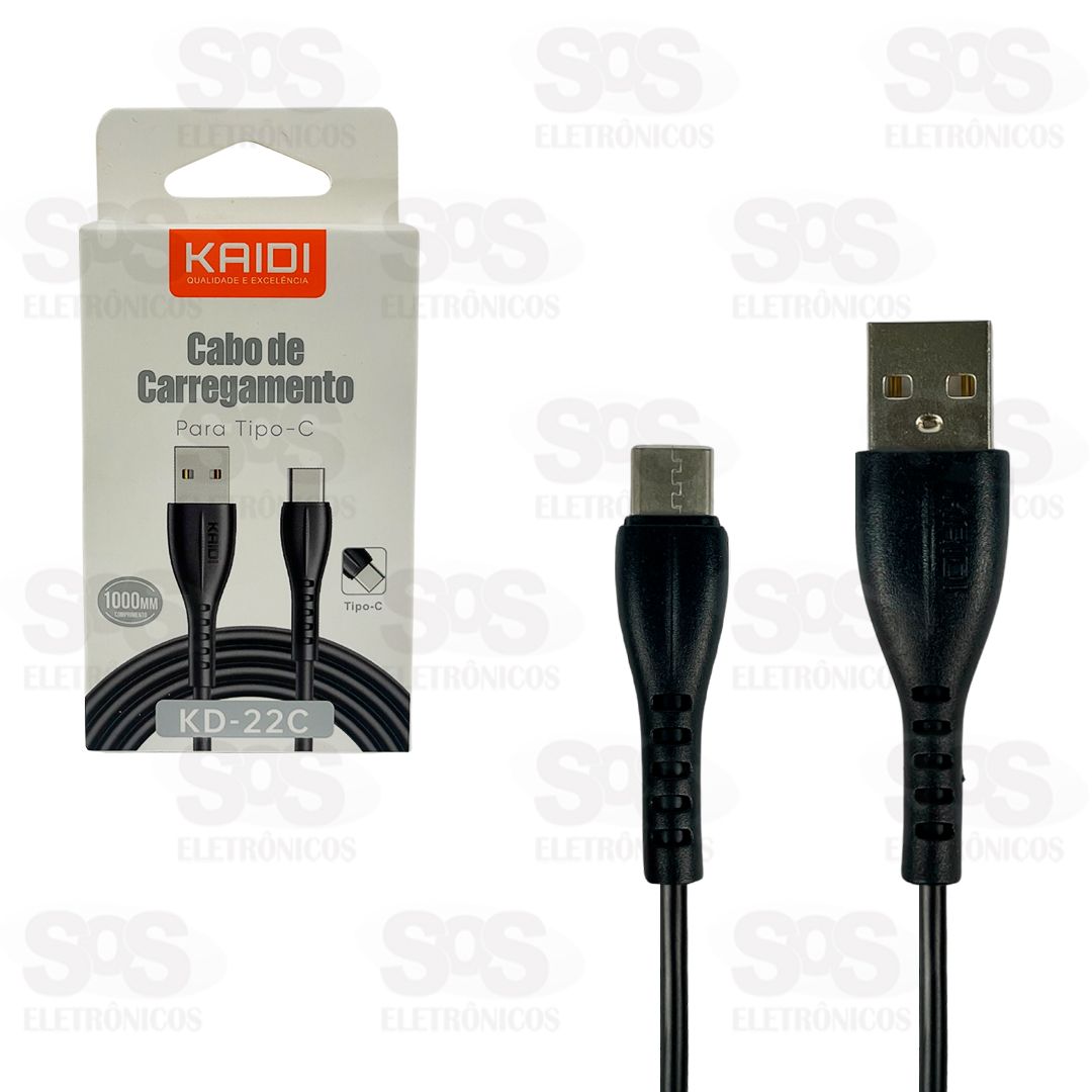 Cabo De Carregamento USB Para Type C 1 Metro Kaidi KD-22C