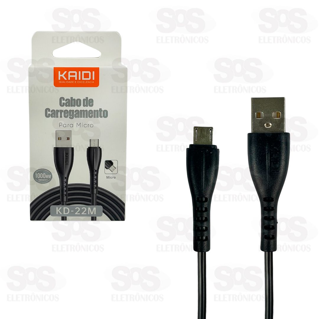 Cabo De Carregamento USB Para Micro V8 1 Metro Kaidi KD-22M