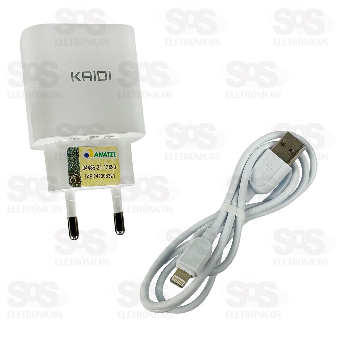 Carregador 2 USB 2.4A Com Cabo Lightning Kaidi KD-109A