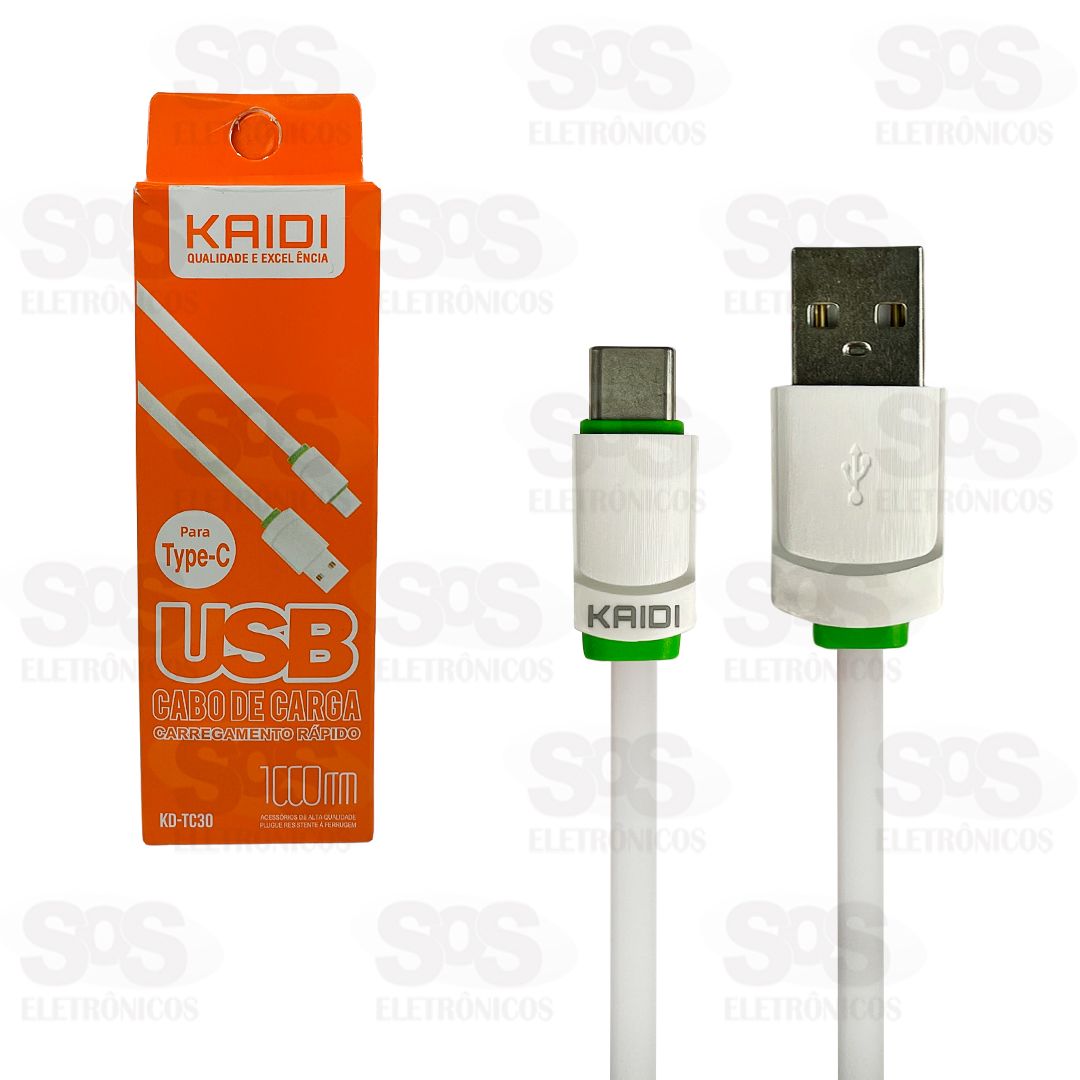 Cabo De Carregamento USB Para Type C 1 Metro Kaidi KD-TC30