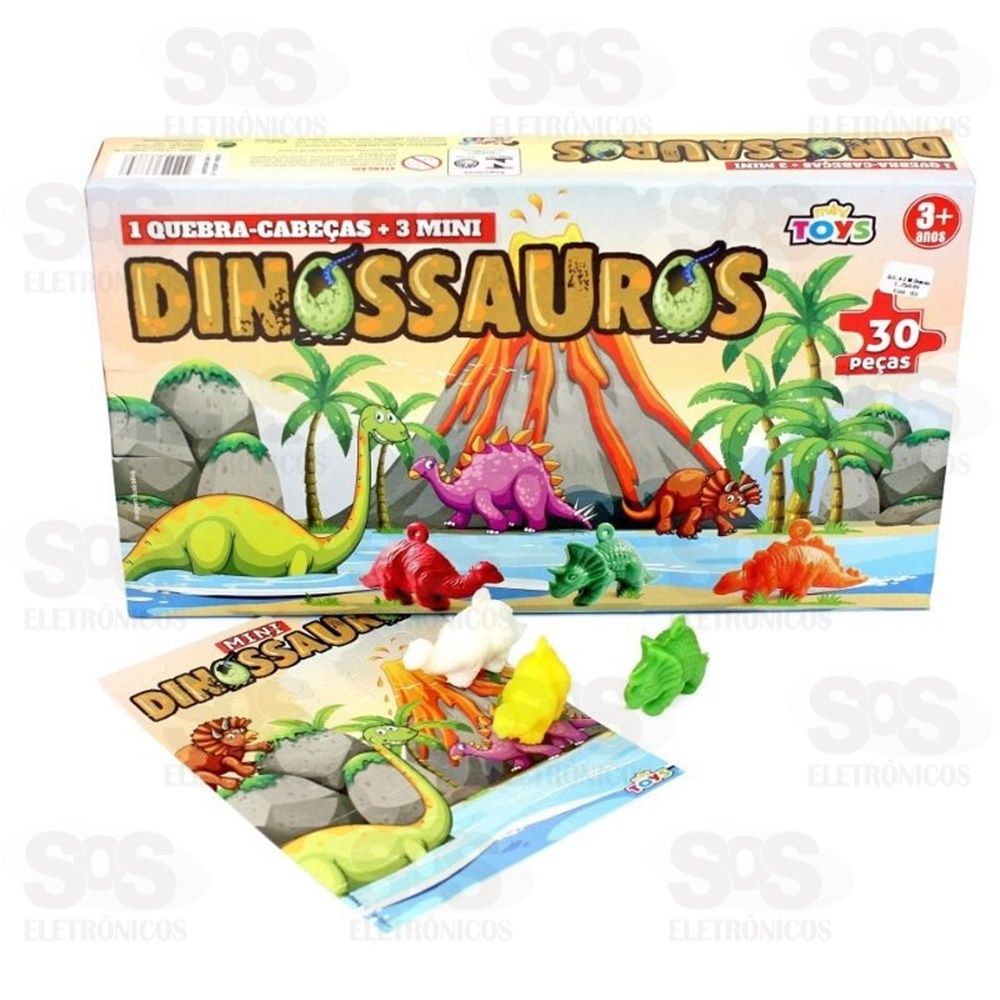 Quebra-Cabea Com 30 Peas e 3 Mini dinossauro Mini Toys 0885A