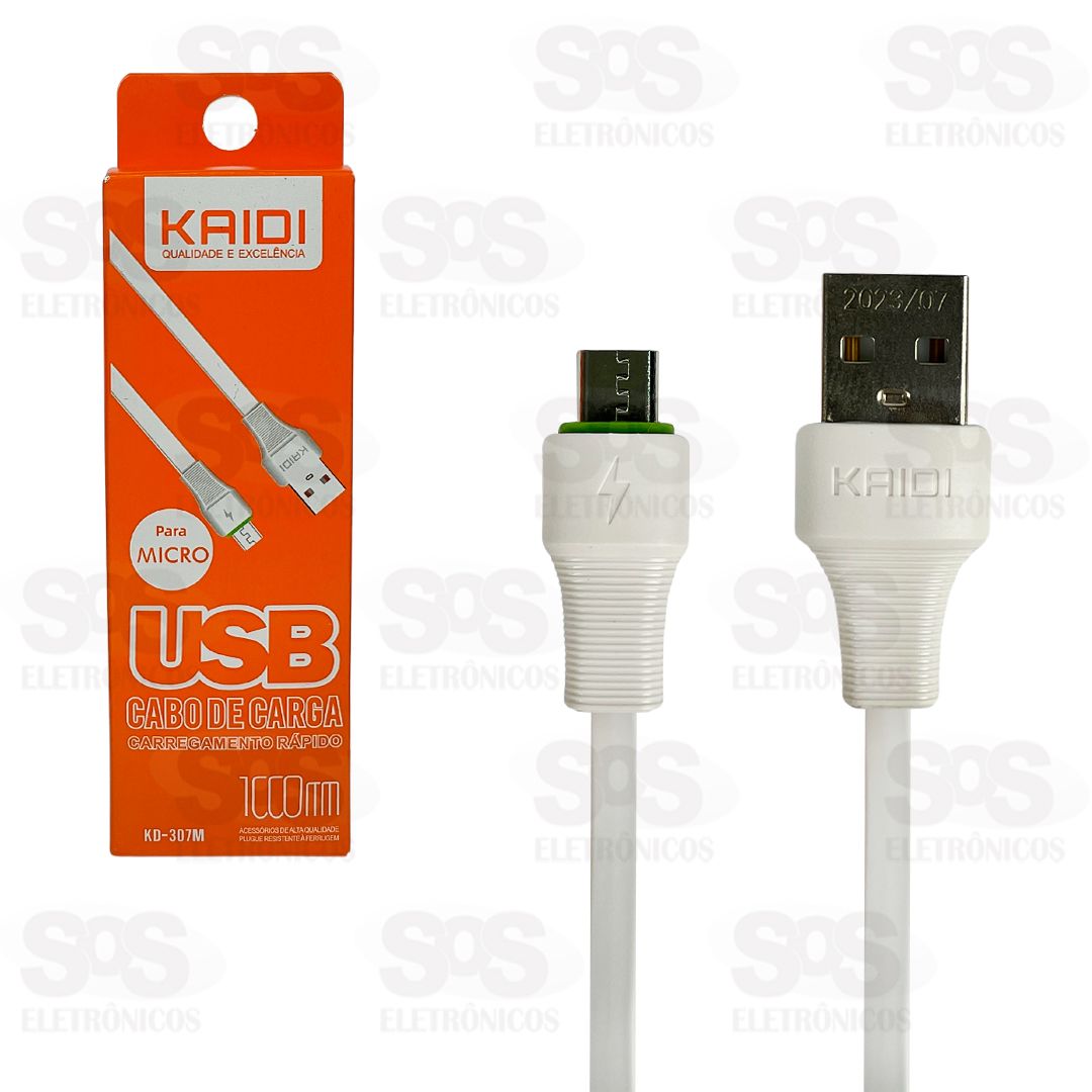 Cabo De Carregamento USB Para Micro V8 1 Metro Kaidi KD-307M