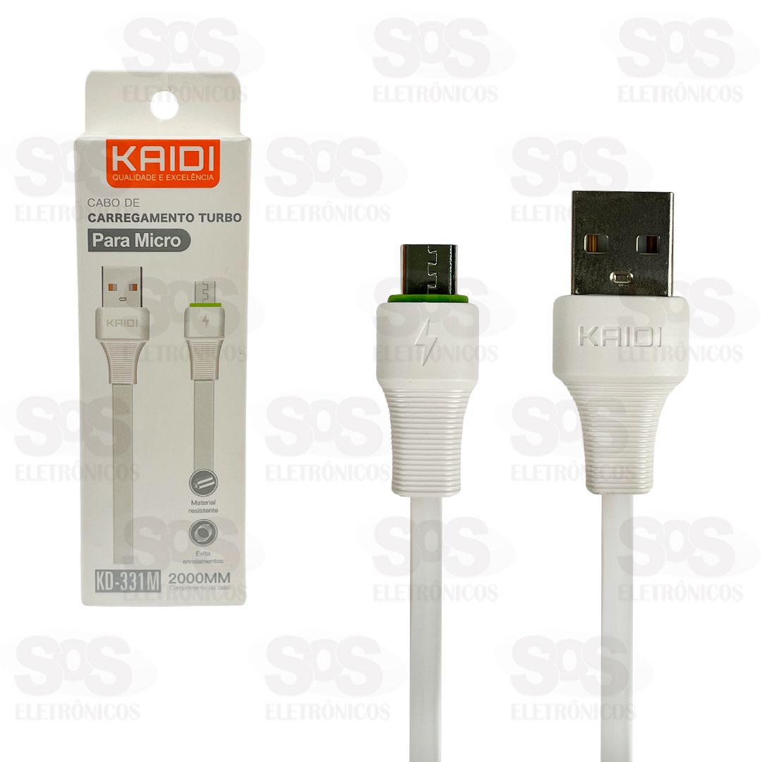 Cabo De Carregamento USB Para Micro V8 2 Metros Kaidi KD-331M