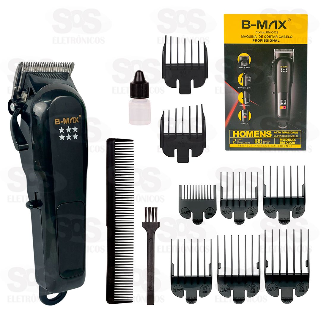 Mquina de Cortar Cabelo 8 Pentes Com Painel B-Max BM-C028