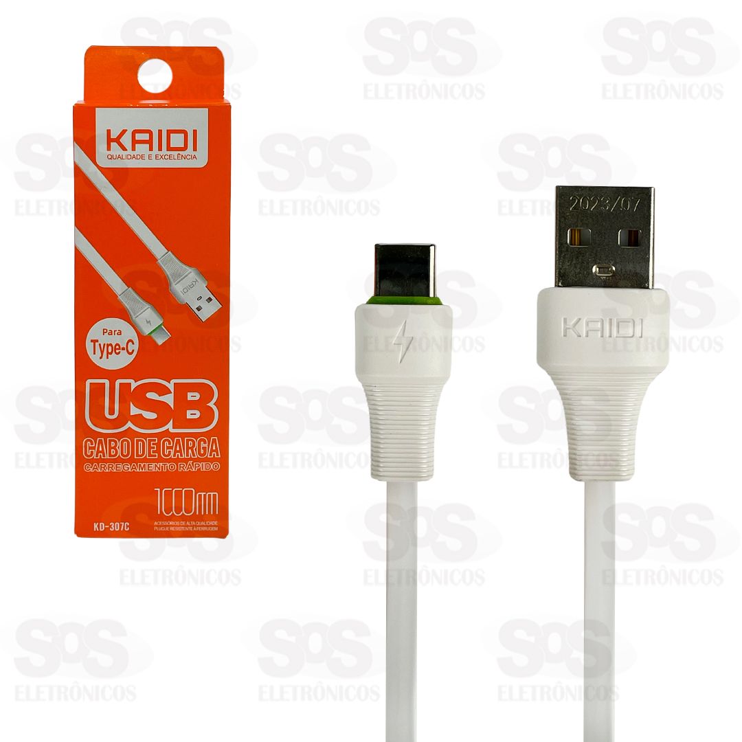 Cabo De Carregamento USB Para Type C 1 Metro Kaidi KD-307C