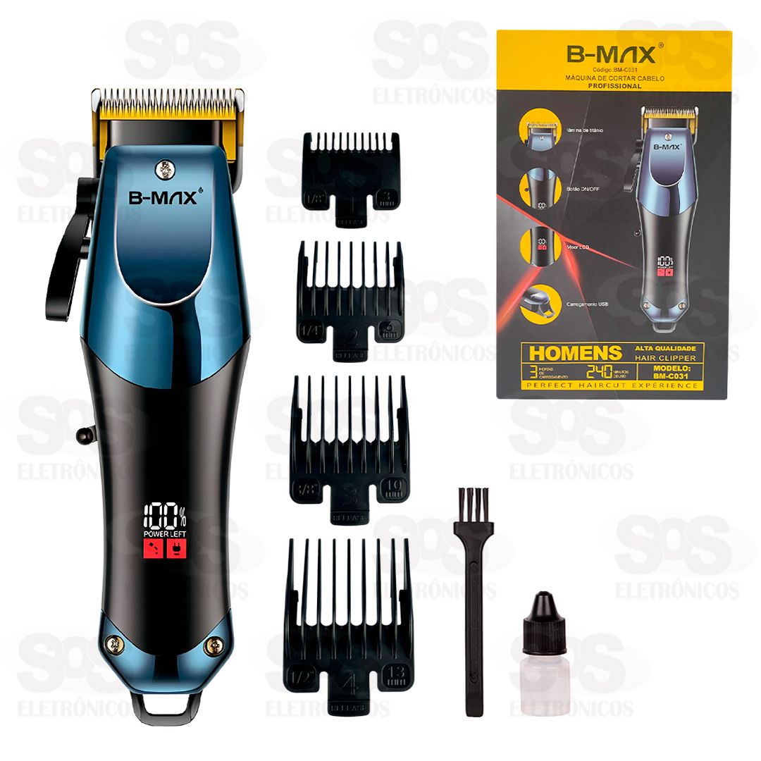 Mquina de Cortar Cabelo Com Visor LCD Recarregvel B-Max BM-C031