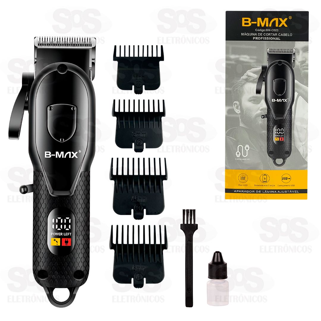 Mquina de Cortar Cabelo Com Visor LCD B-Max BM-C023