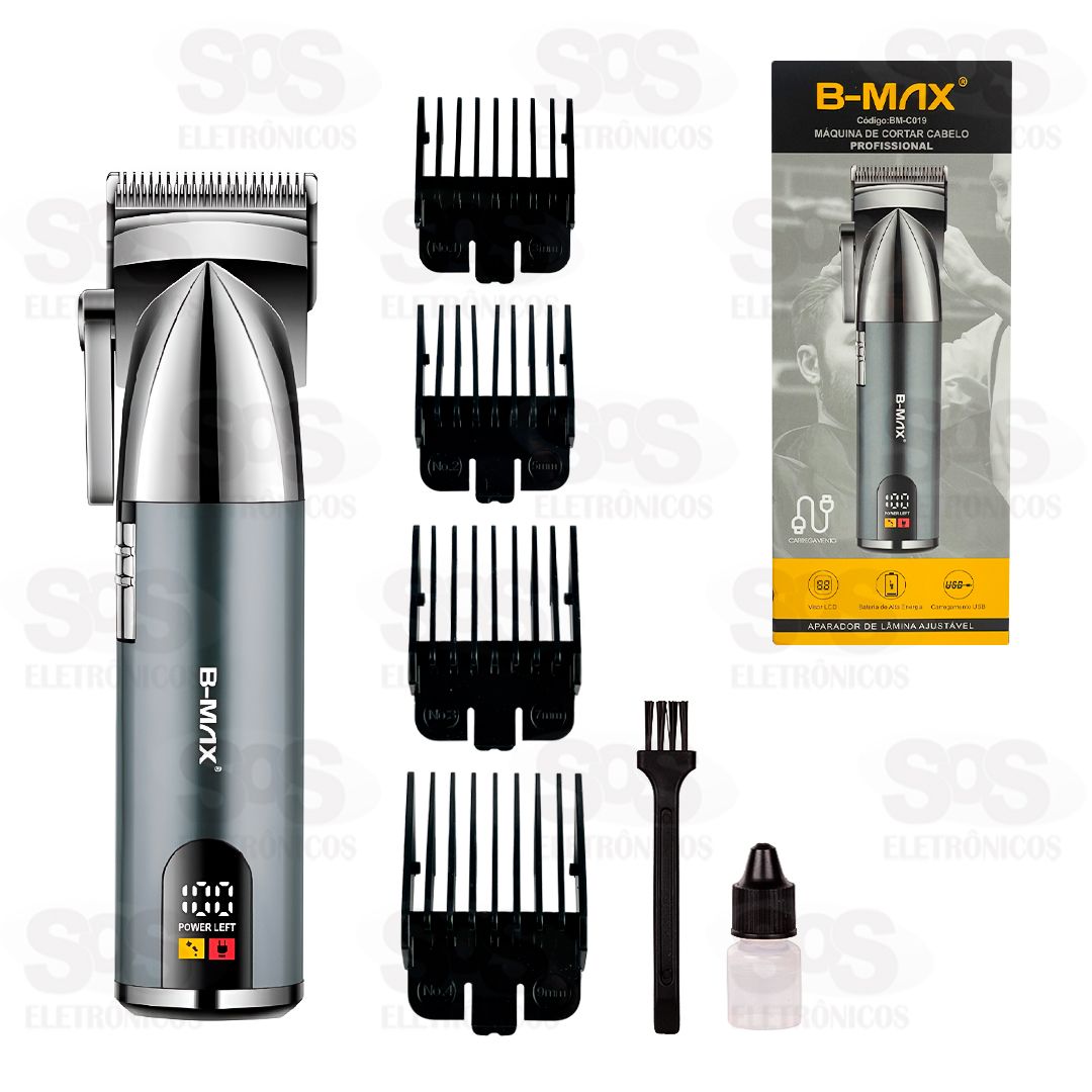 Mquina Profissional De Cortar Cabelo Com Visor LCD B-Max BM-C019