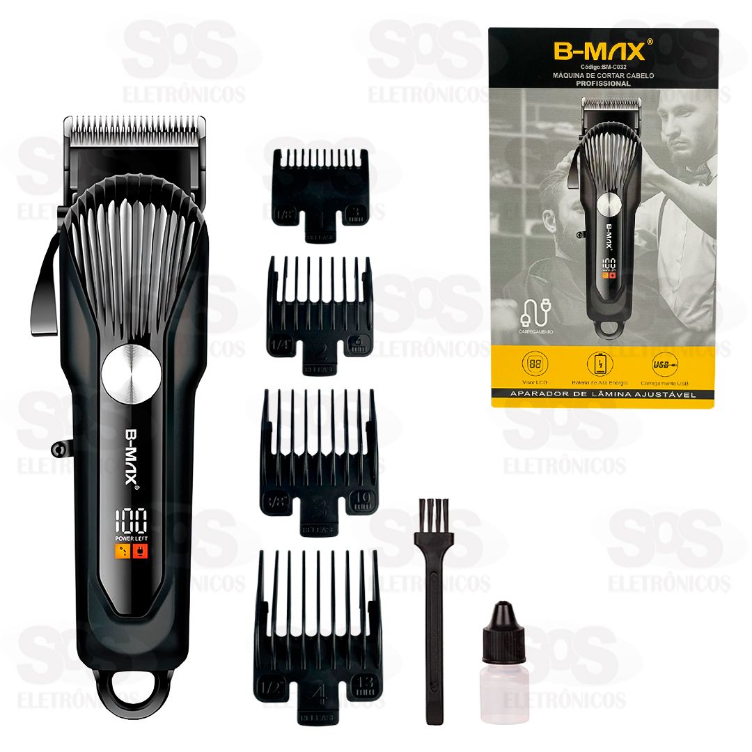 Mquina Profissional Corte De Cabelo Com Painel B-Max BM-C032