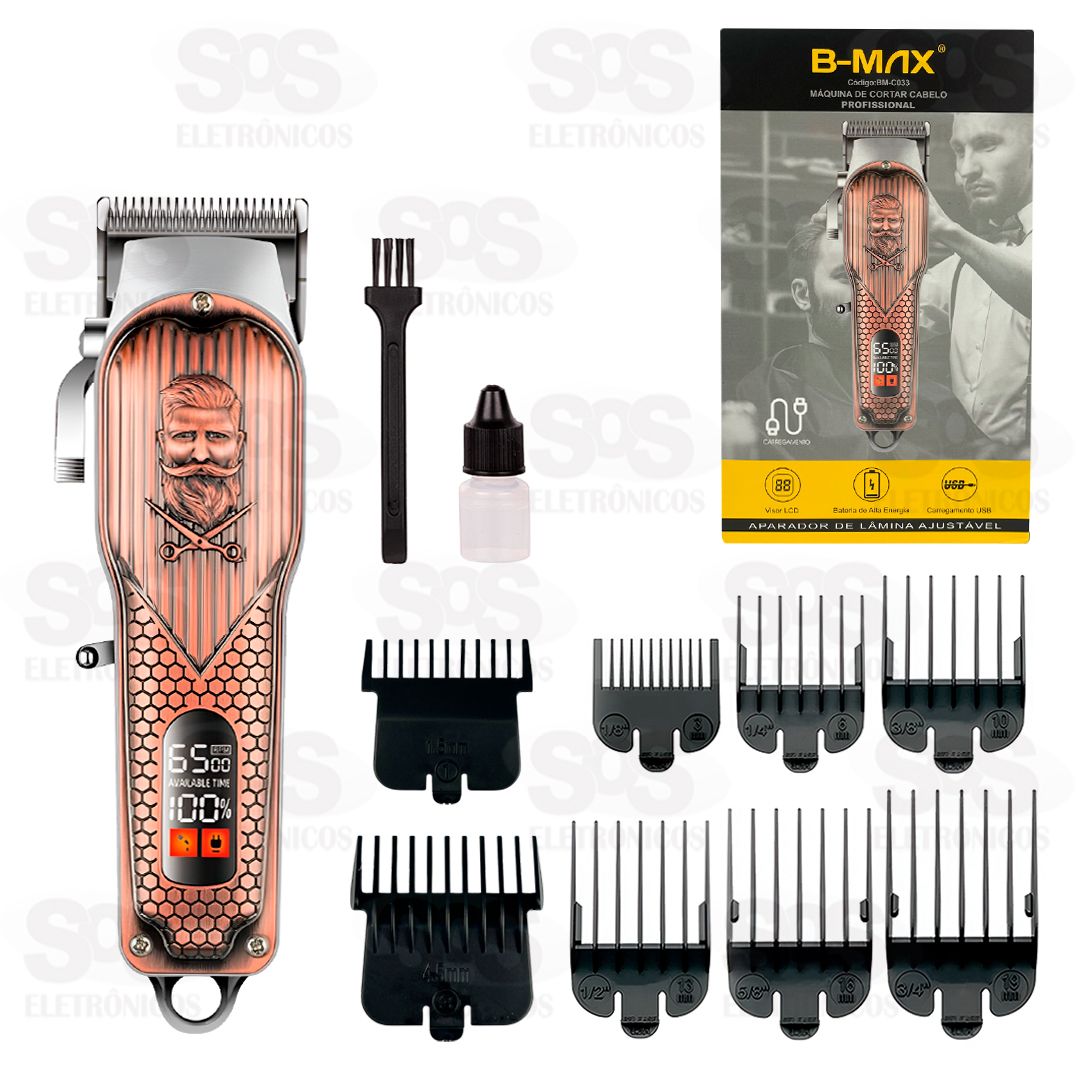 Mquina de Cortar Cabelo 8 Pentes Com Painel B-Max BM-C033