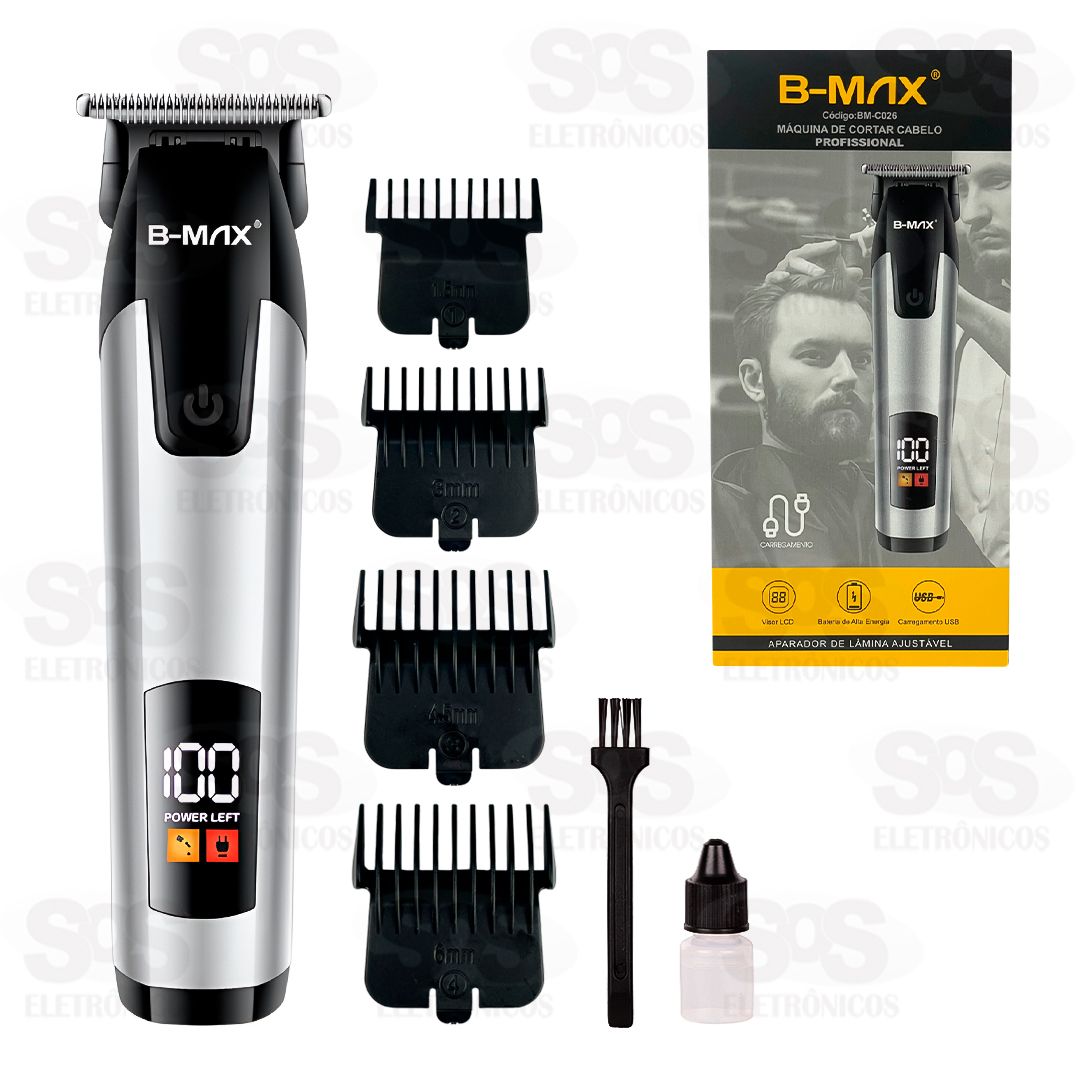 Mquina de Cortar Cabelo Com Visor LCD B-Max BM-C026