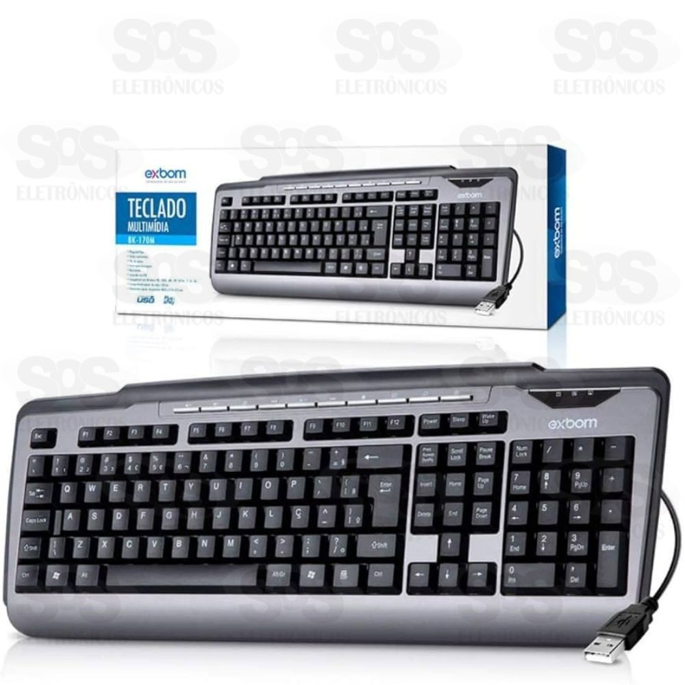 Teclado Ultra Multimdia ABNT2 Padro Com Fio Exbom BK-170M