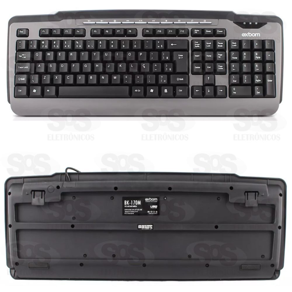 Teclado Ultra Multimdia ABNT2 Padro Com Fio Exbom BK-170M