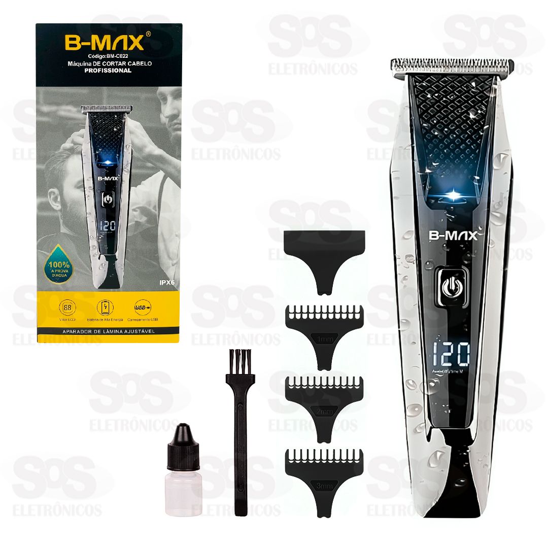 Mquina De Cortar Cabelo Resistente  gua Com Visor LCD B-Max BM-C022