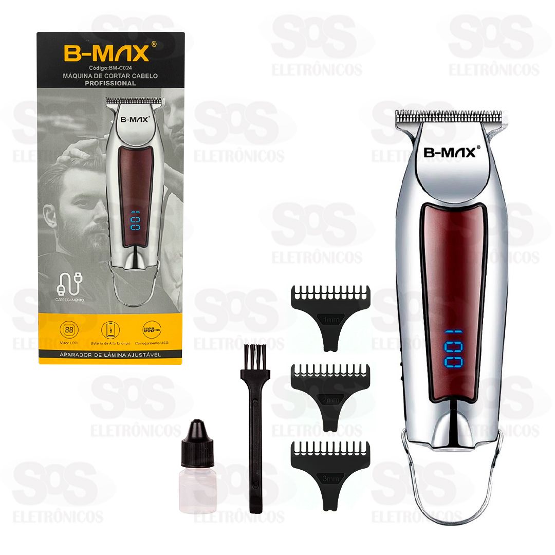 Mquina De Cortar Cabelo Profissional Com Visor LCD B-Max BM-C024