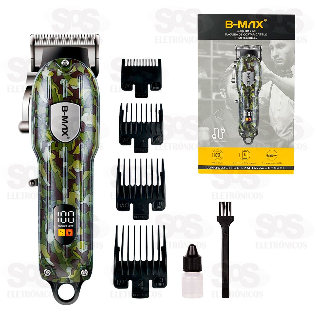 Mquina de Cortar Cabelo Com Visor LCD B-Max BM-C029