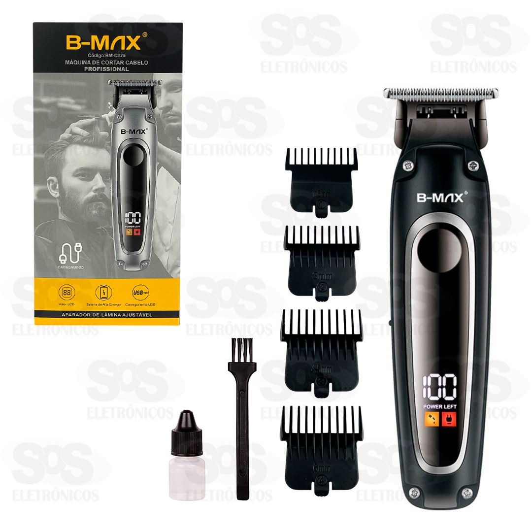 Mquina De Cortar Cabelo Profissional Com Visor B-Max BM-C025