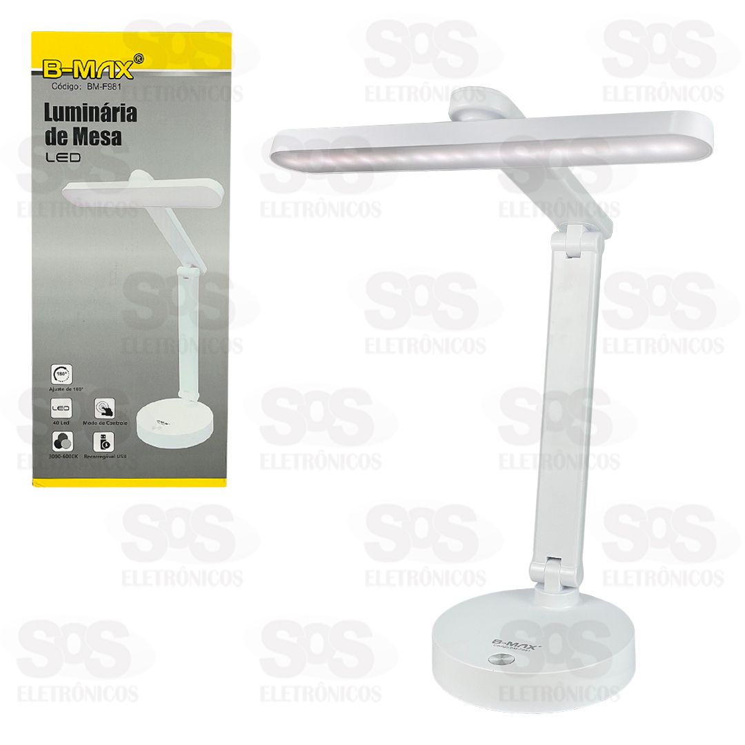 Luminria de Mesa Touch Articulvel 3 Cores B-Max BM-F981