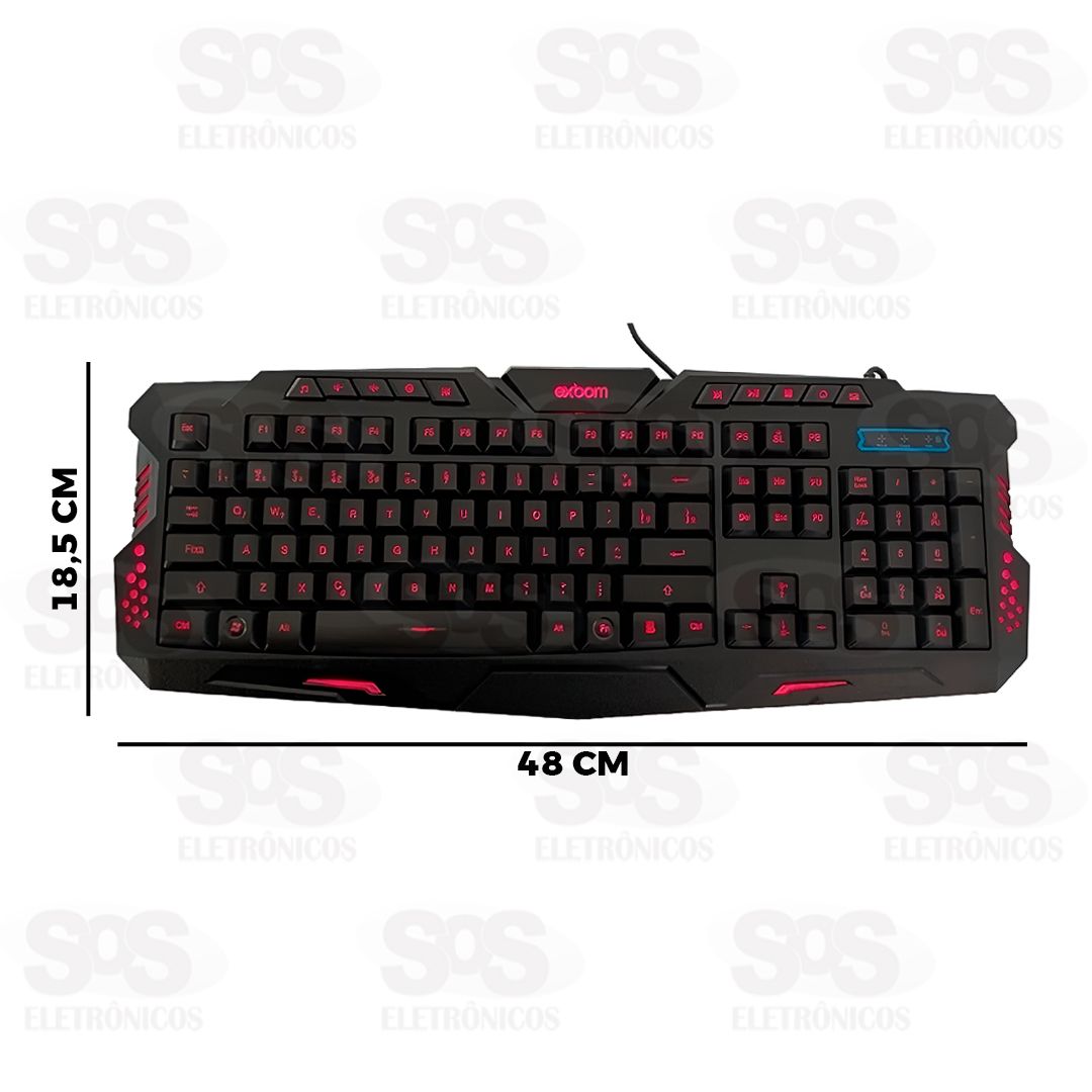 Teclado Gamer Multimidia Com Fio USB e Iluminao Exbom BK-G35