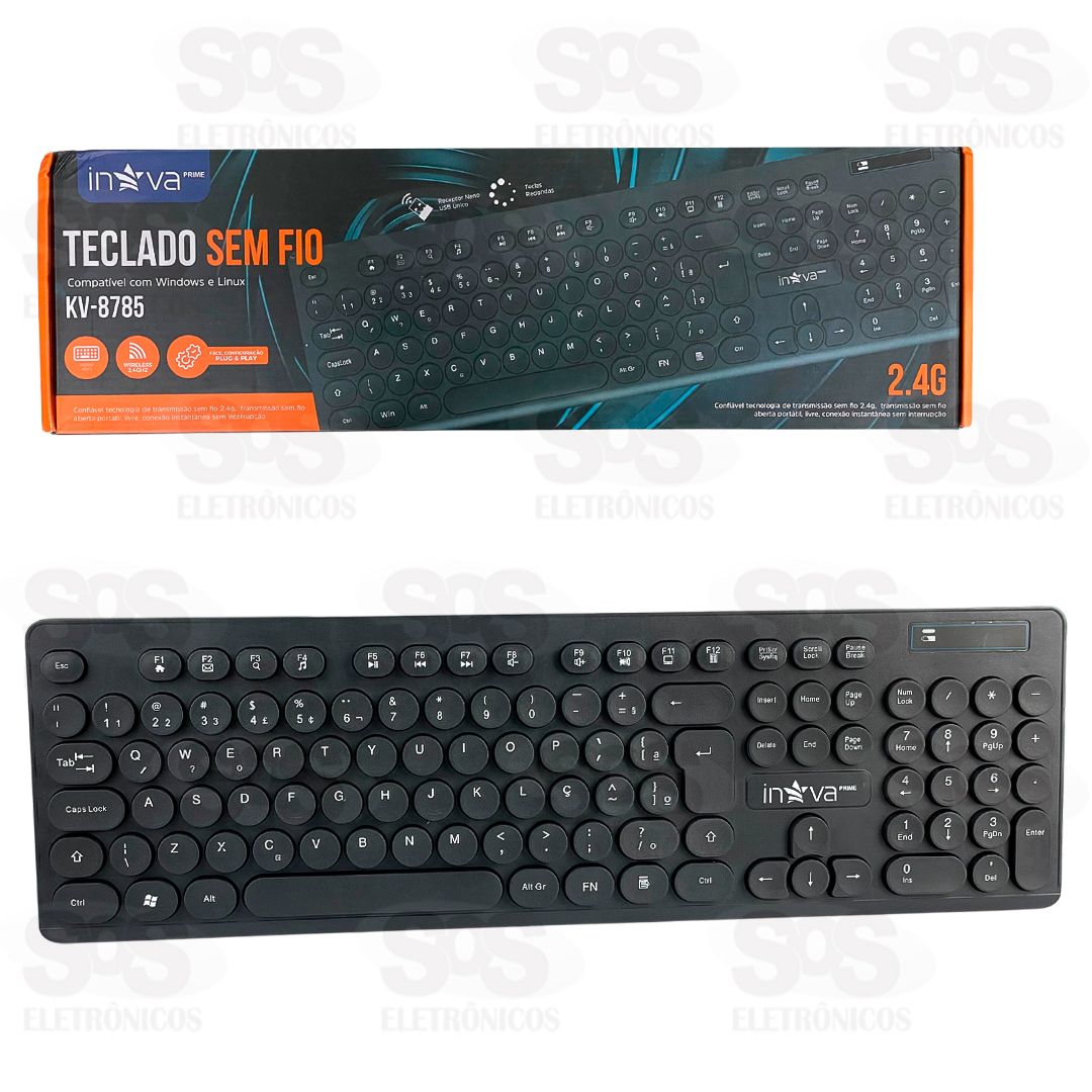 Teclado Sem Fio 2.4GHz ABNT2 Inova Prime KV-8785