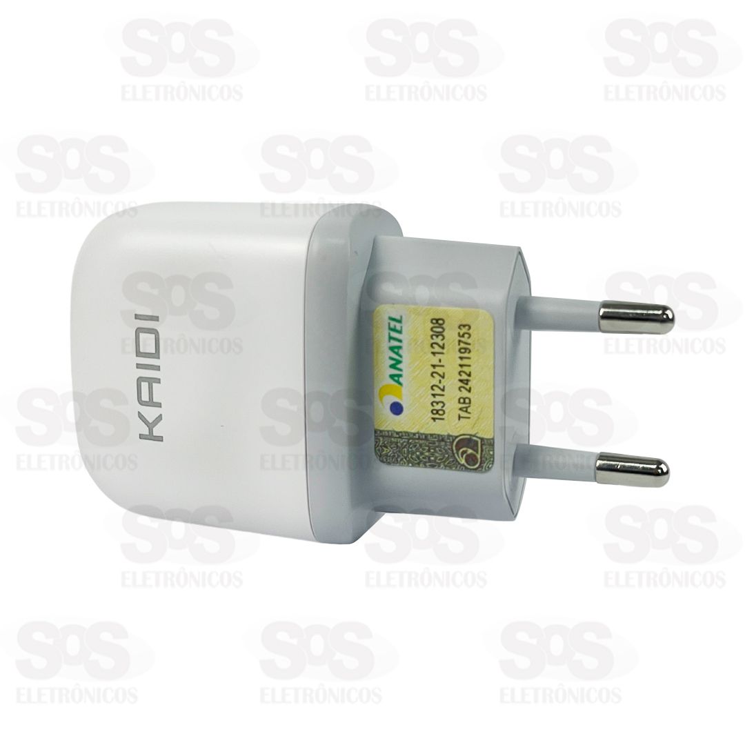 Fonte de Parede 2 USB Carregador Rpido 2.4A Kaidi KD-556