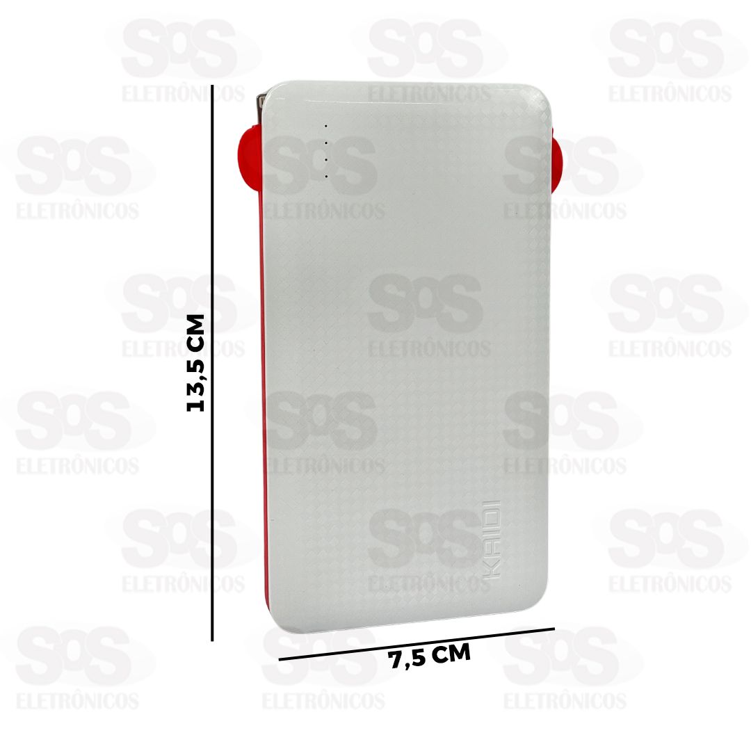 Carga Extra 10.000mAh Com 3 Interfaces Kaidi KD-956