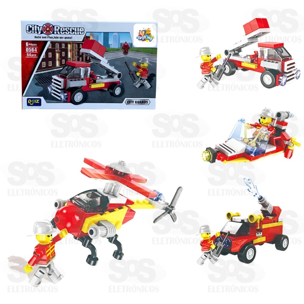 Bloco de Montar Bombeiros Modelos Sortidos Toy King TK-AB7868