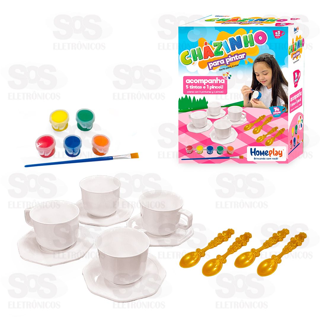 Conjunto Chazinho Para Pintar 5 Tintas e 1 Pincel Homeplay 8014