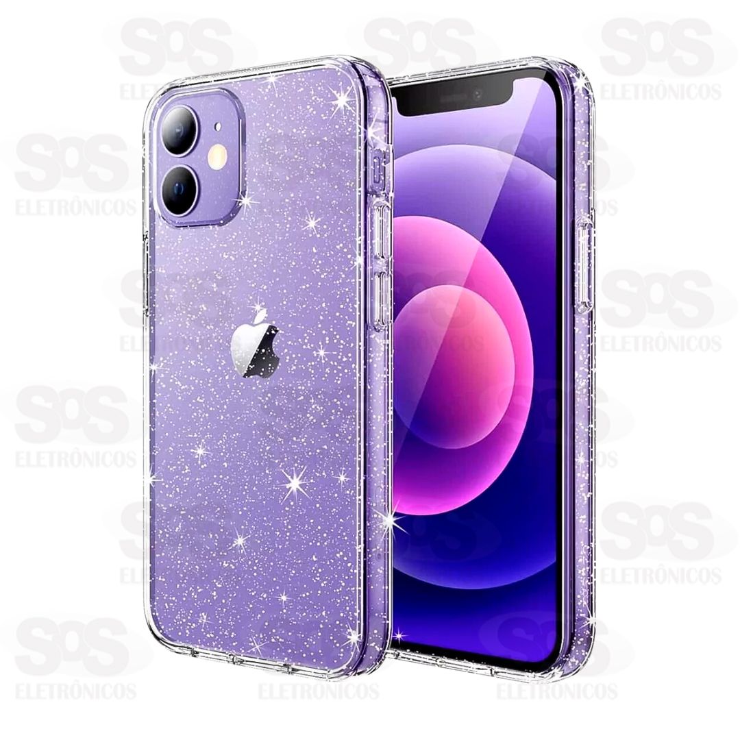 Capa Transparente Com Glitter Iphone 11 Pro Cores Variadas