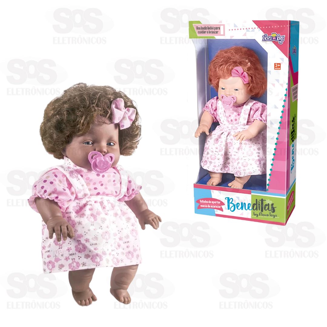 Boneca Beneditas Cabelo Enrolado Negra Nova Toys 1127