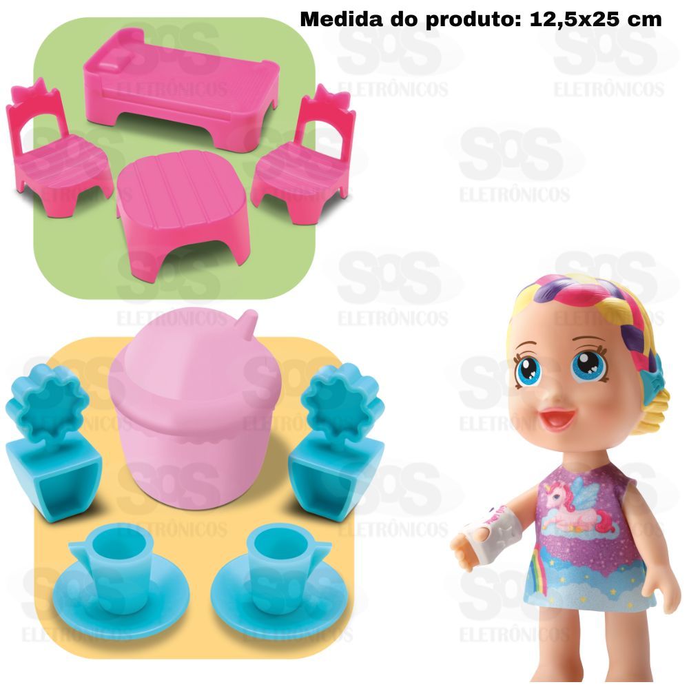 Boneca Vinil Brincar de Dodi Com Acessrios Divertoys 8224