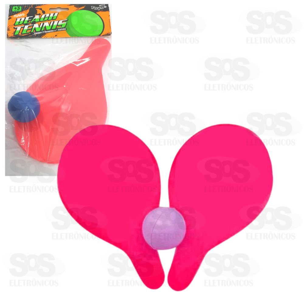 Conjunto de Raquetes Neon Com bolinha Mini Toys 6043