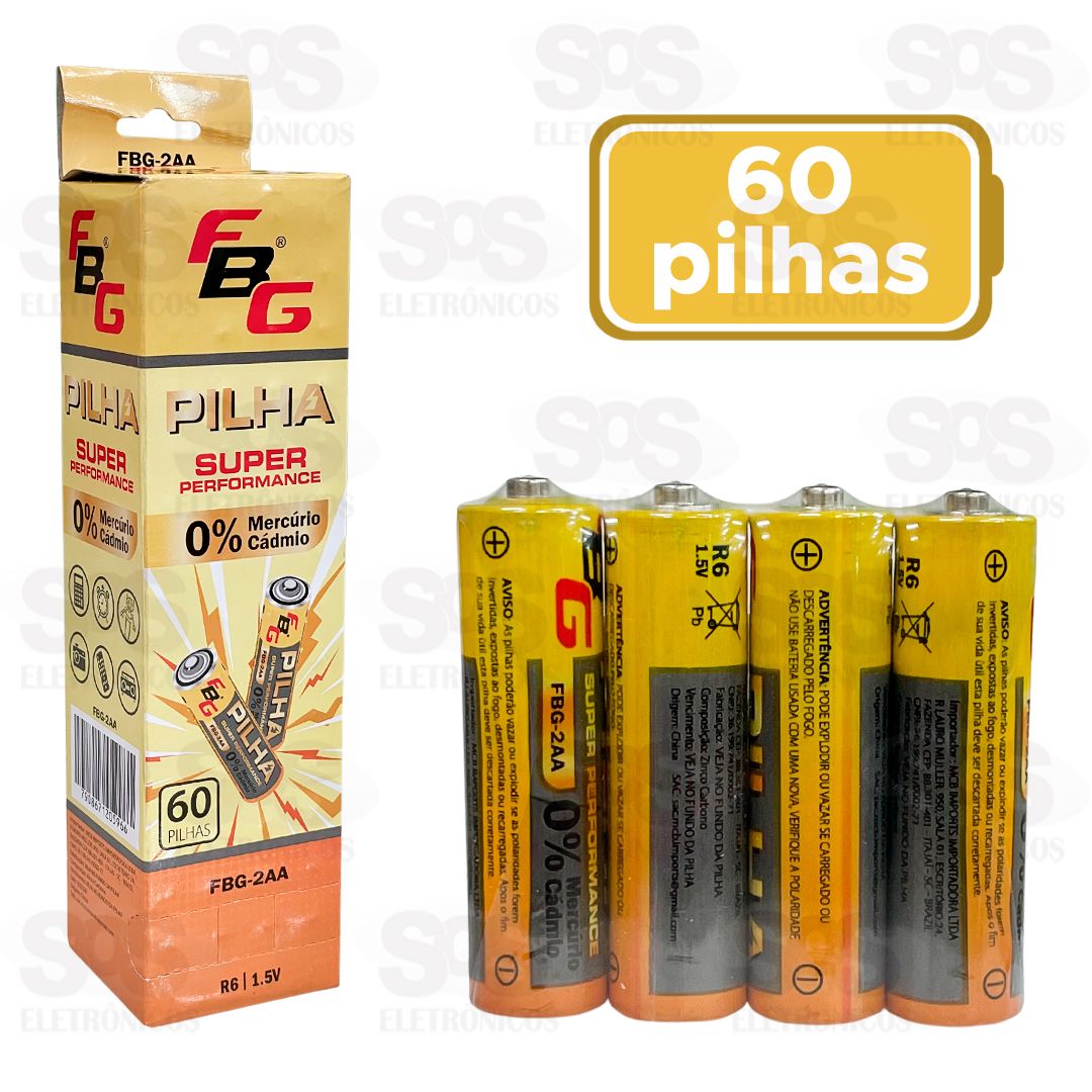 Pilha AA Embalagem Com 60 Unidades 1.5V FBG-2AA