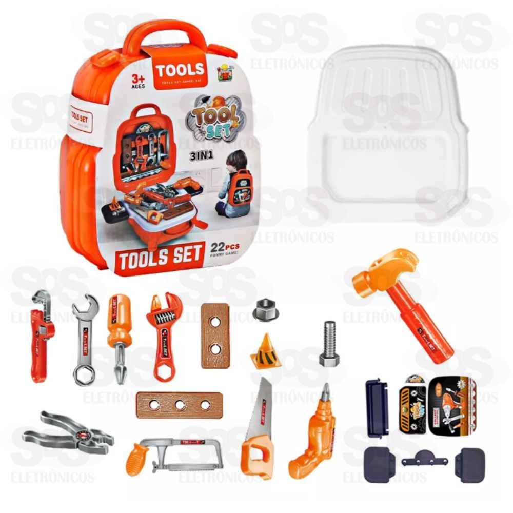 Kit Maleta De Ferramentas Infantil 22 Peas Toy King 2324