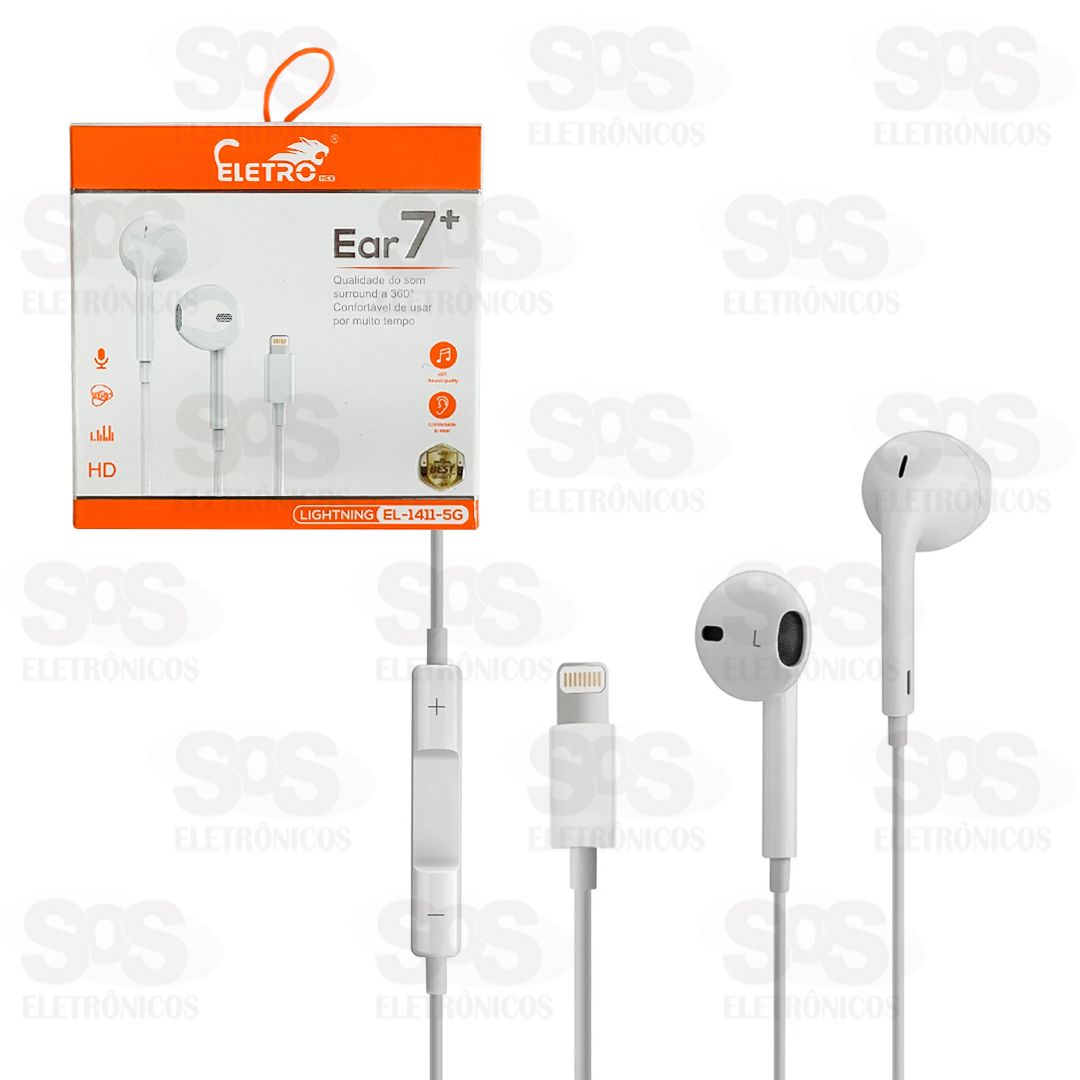 Fone De Ouvido Ear7+ Com Fio Para Iphone Eletromex EL-1411-5g