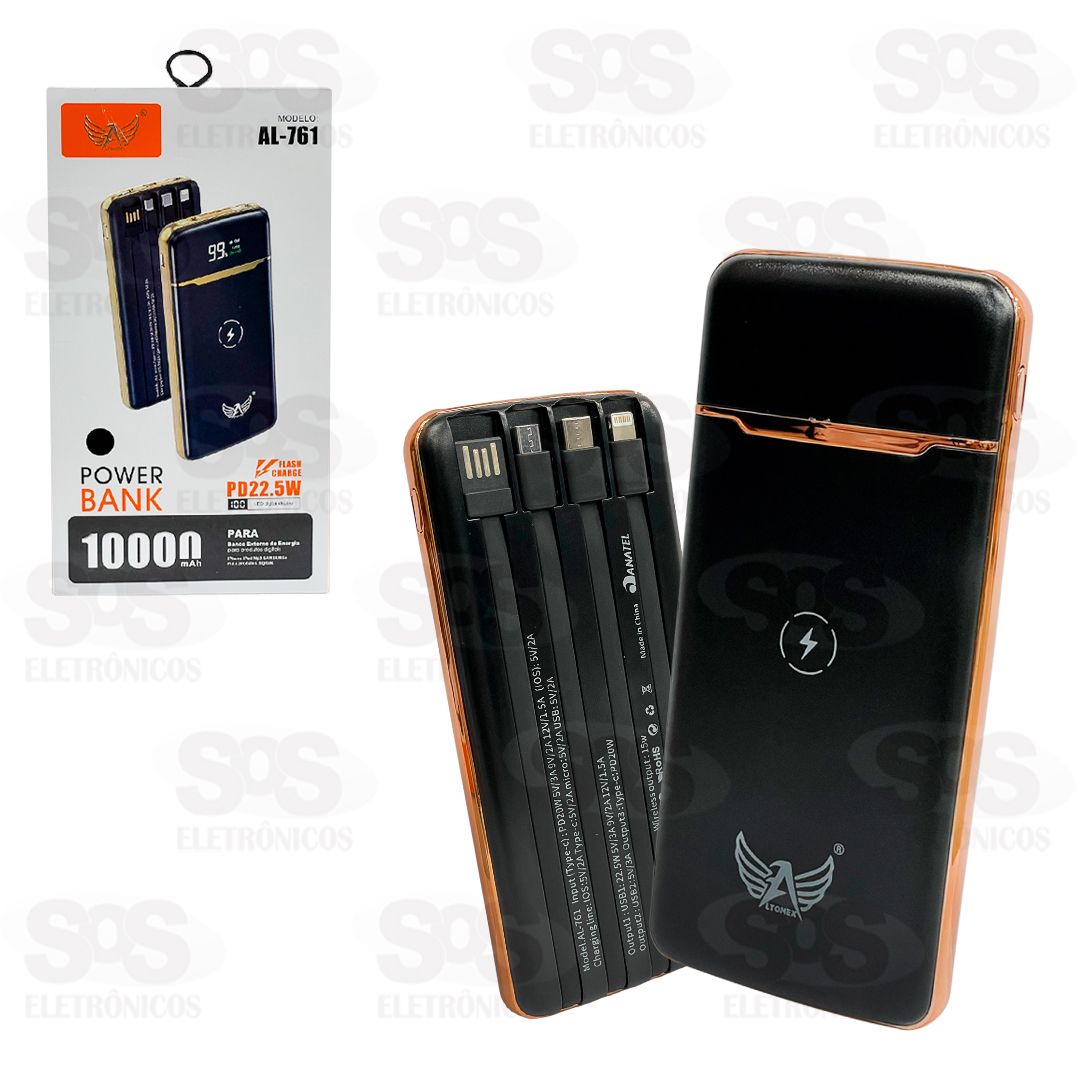 Carga Extra 10.000mAh Com Painel e 4 Interfaces Altomex AL-761