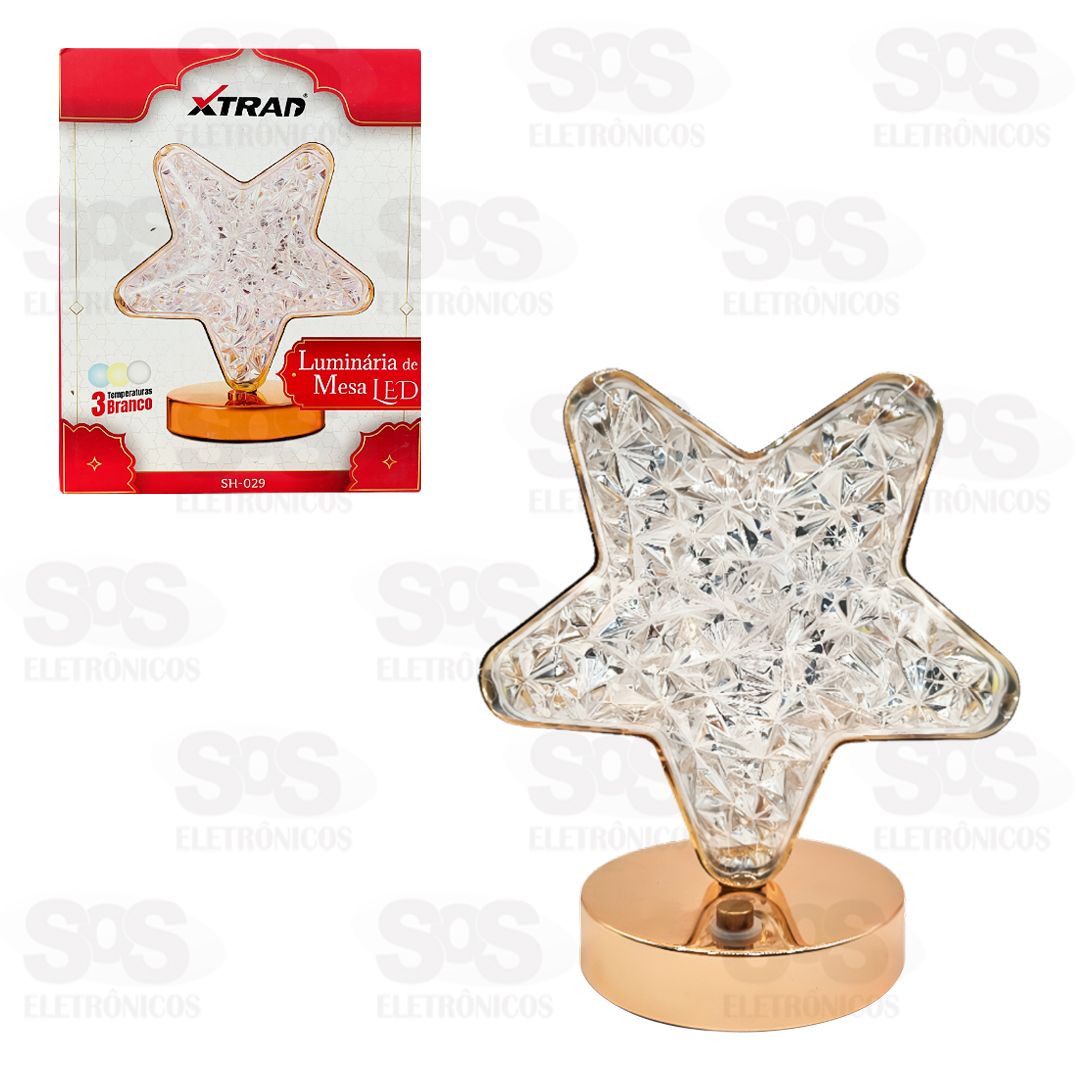 Luminria Abajur De Mesa Estrela Recarregvel 3 Cores SH-029