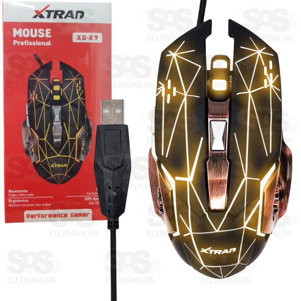 Mouse Gamer ptico 2400 Dpi USB X9 Xtrad - X9