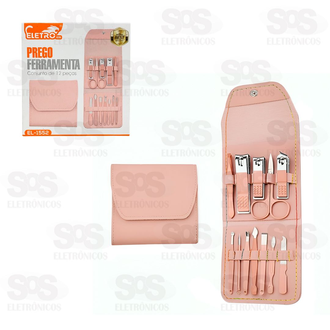 Kit Manicure Cortador De Unha 12 Peas Eletromex EL-1552