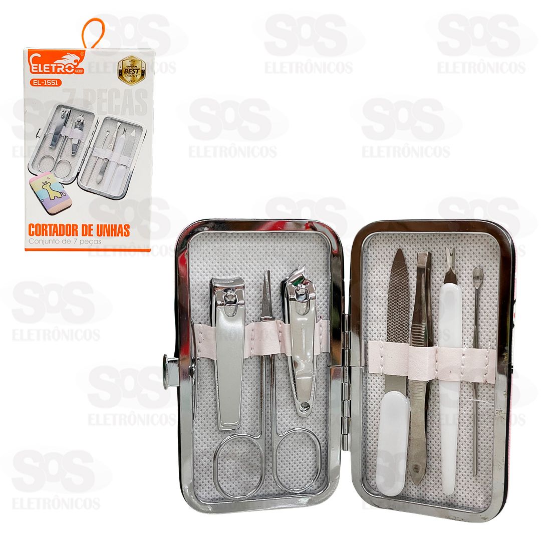 Kit Manicure Cortador De Unha 7 Peas Eletromex EL-1551