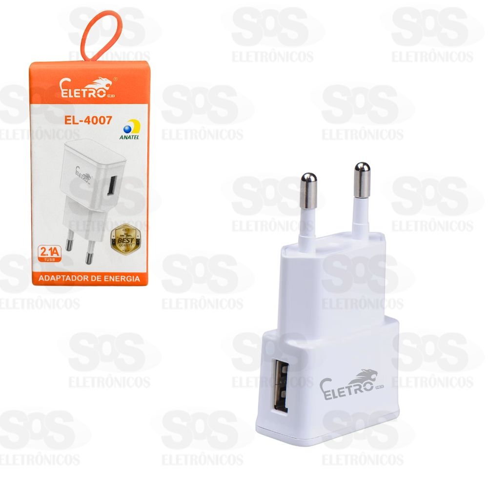 Carregador Fonte Universal Com 1 Sada USB 5V 2.1A Eletromex EL-4007