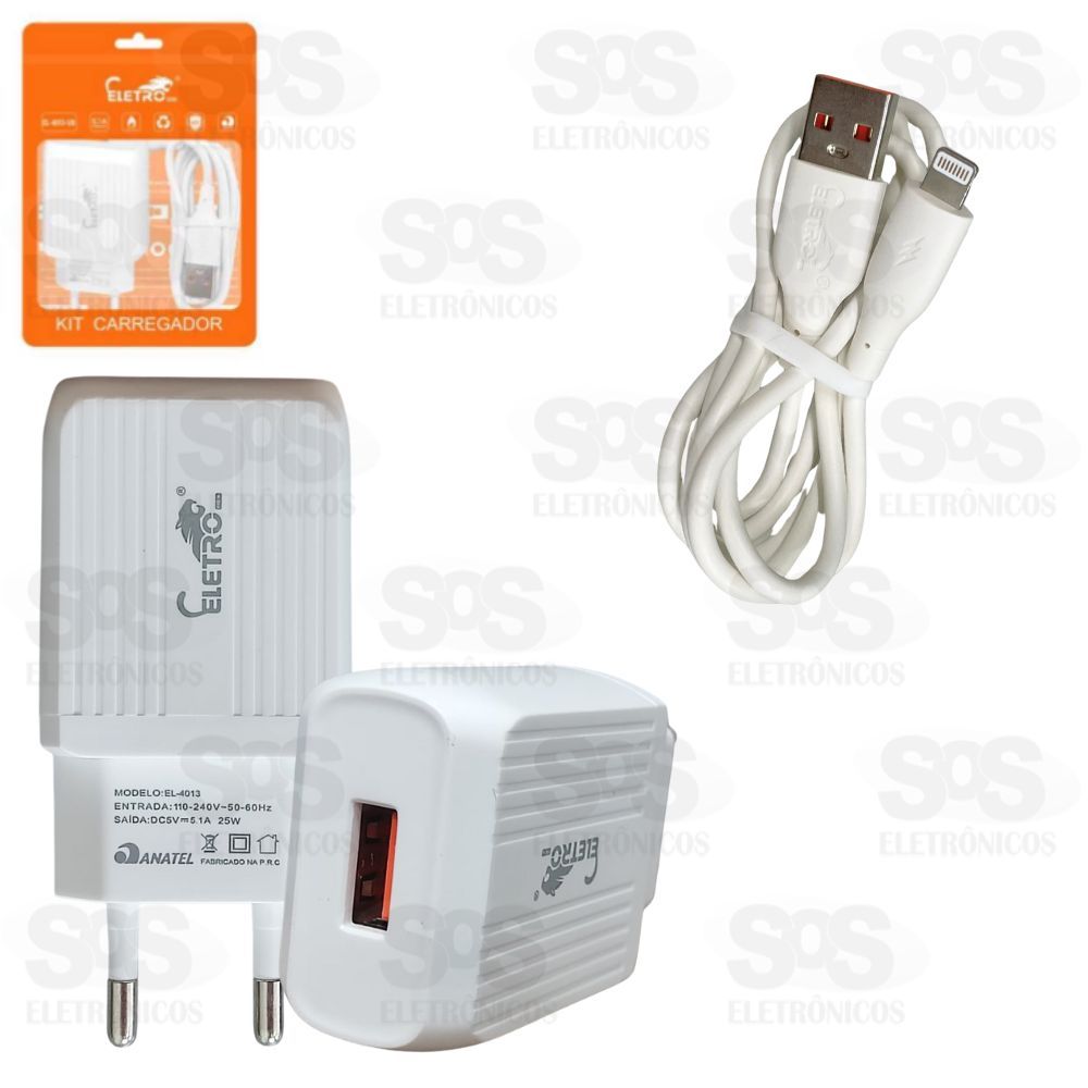 Carregador 25W USB 5.1A Com Cabo Iphone Eletromex EL-4013-I5