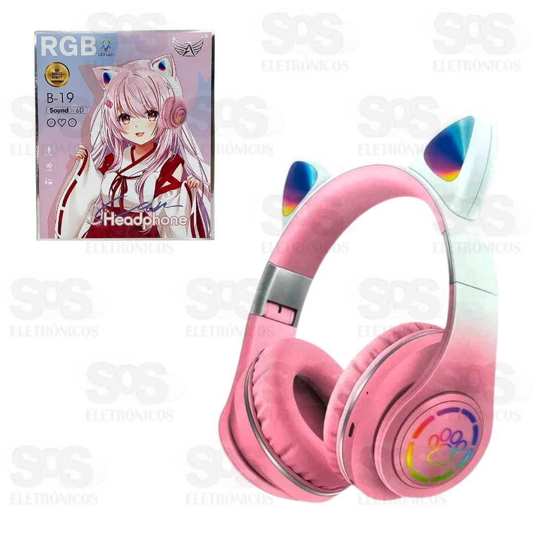 Fone De Ouvido Sem Fio Sound 6D Gatinho RGB Altomex B-19