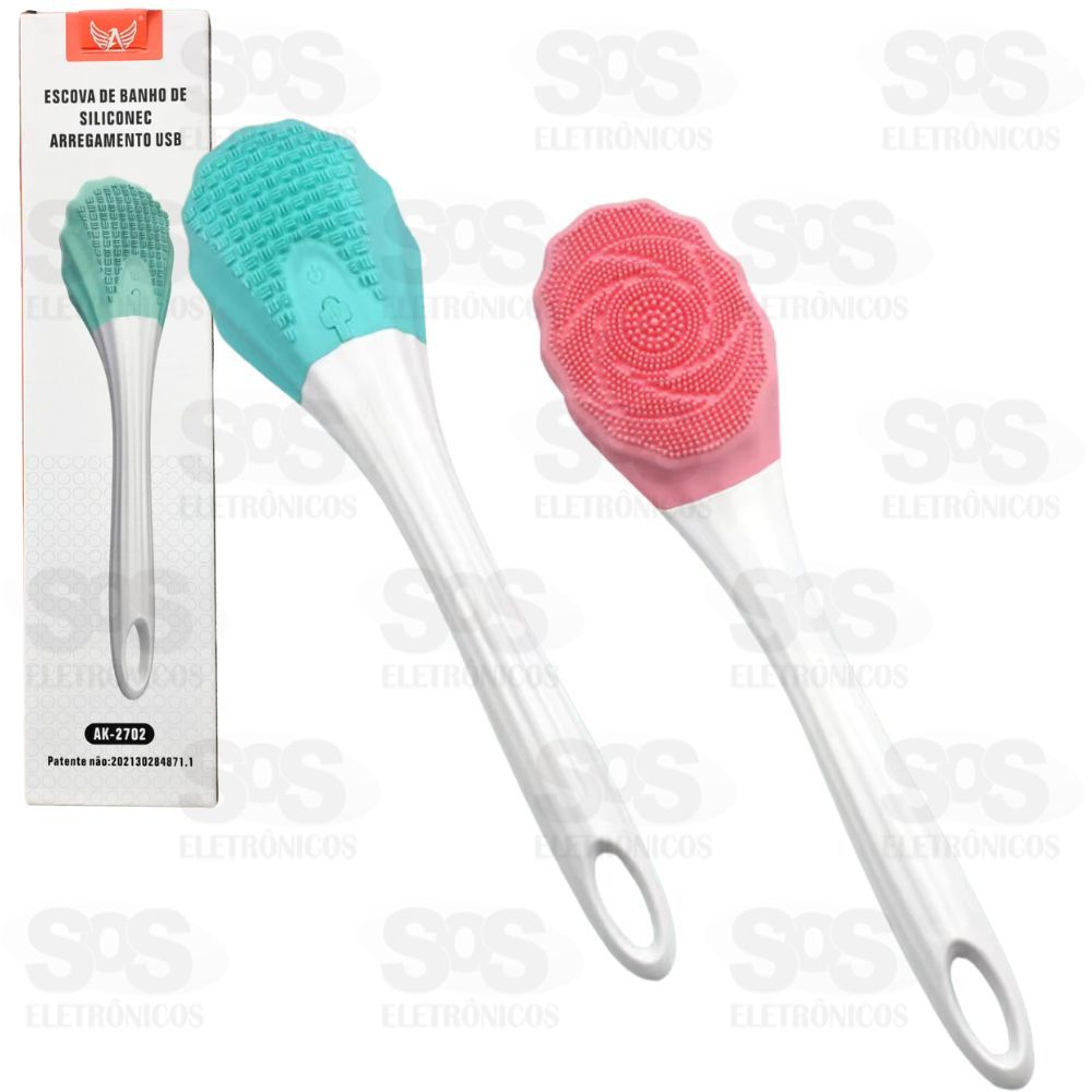 Escova de Banho Silicone Recarregvel Massageadora Altomex Ak-2702