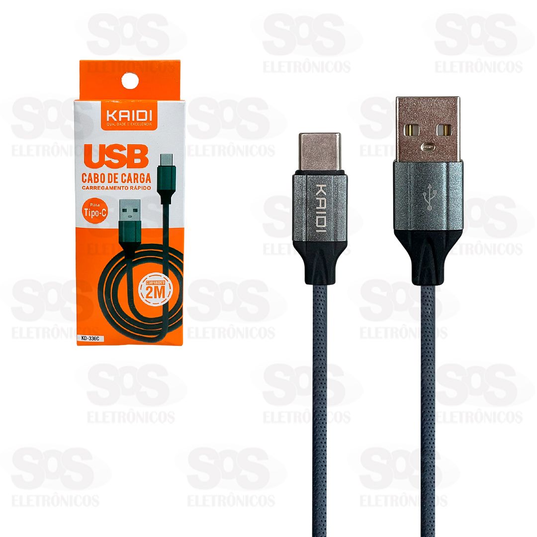 Cabo De Carregamento USB Para Type C 2 Metros Kaidi KD-336C