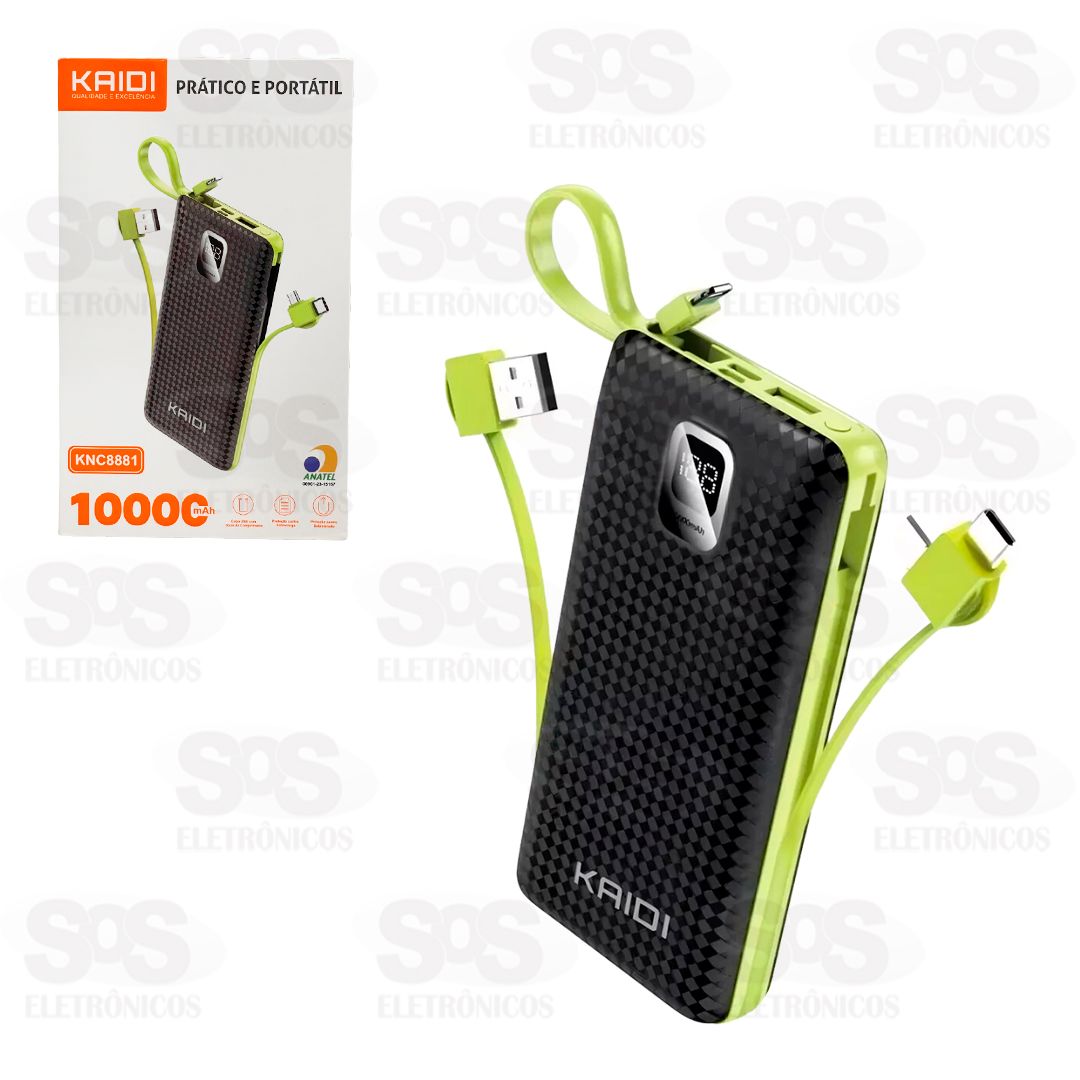 Carga Extra 10.000mAh 4 Interfaces Kaidi KNC8881