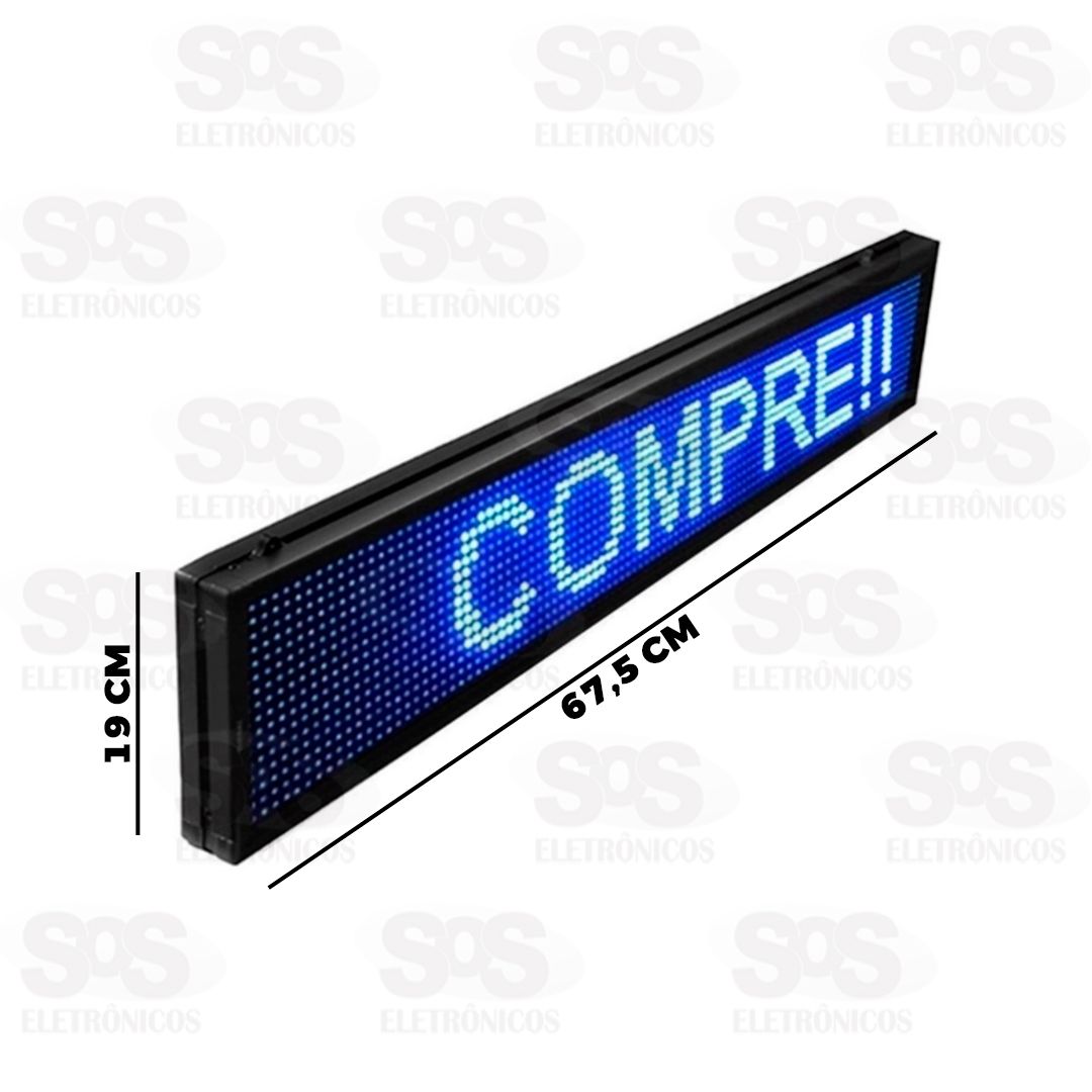 Painel de LED Azul Letreiro Digital 68x20CM Lelong SL0721A